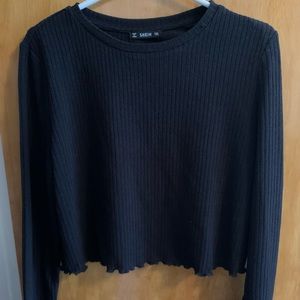 Women’s black ribbed crop top 1XL